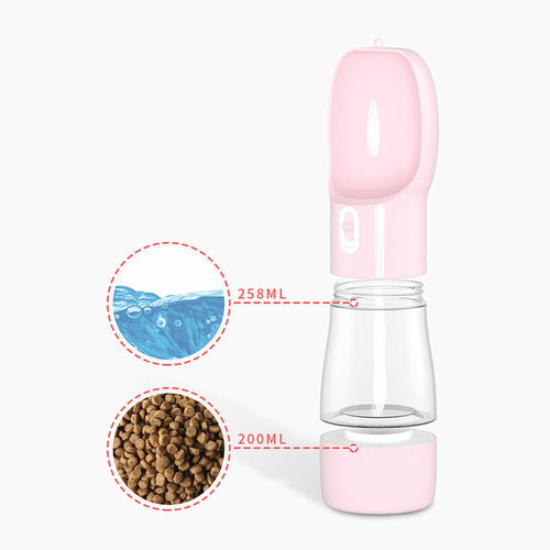 2-in-1 Trinkflasche & Futterspender für Hunde – Perfekt für unterwegs
