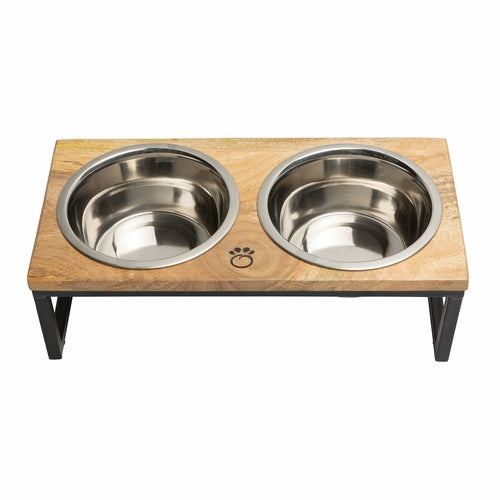 Holz- & Metall-Futterstation für Hunde und Katzen