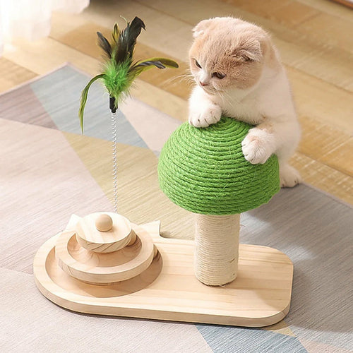 Katzenkratzbaum mit Spielzeug – Kratzsäule für Katzen