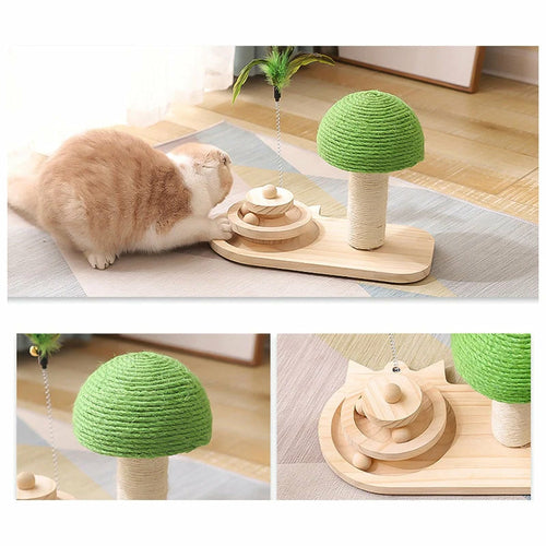 Katzenkratzbaum mit Spielzeug – Kratzsäule für Katzen