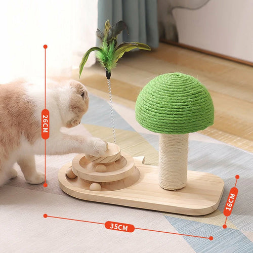 Katzenkratzbaum mit Spielzeug – Kratzsäule für Katzen