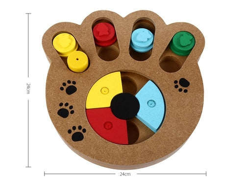 Intelligenzspielzeug für Hunde und Katzen – Pfotenförmiges Futterspiel aus Holz