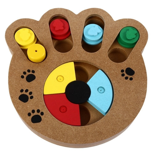 Intelligenzspielzeug für Hunde und Katzen – Pfotenförmiges Futterspiel aus Holz